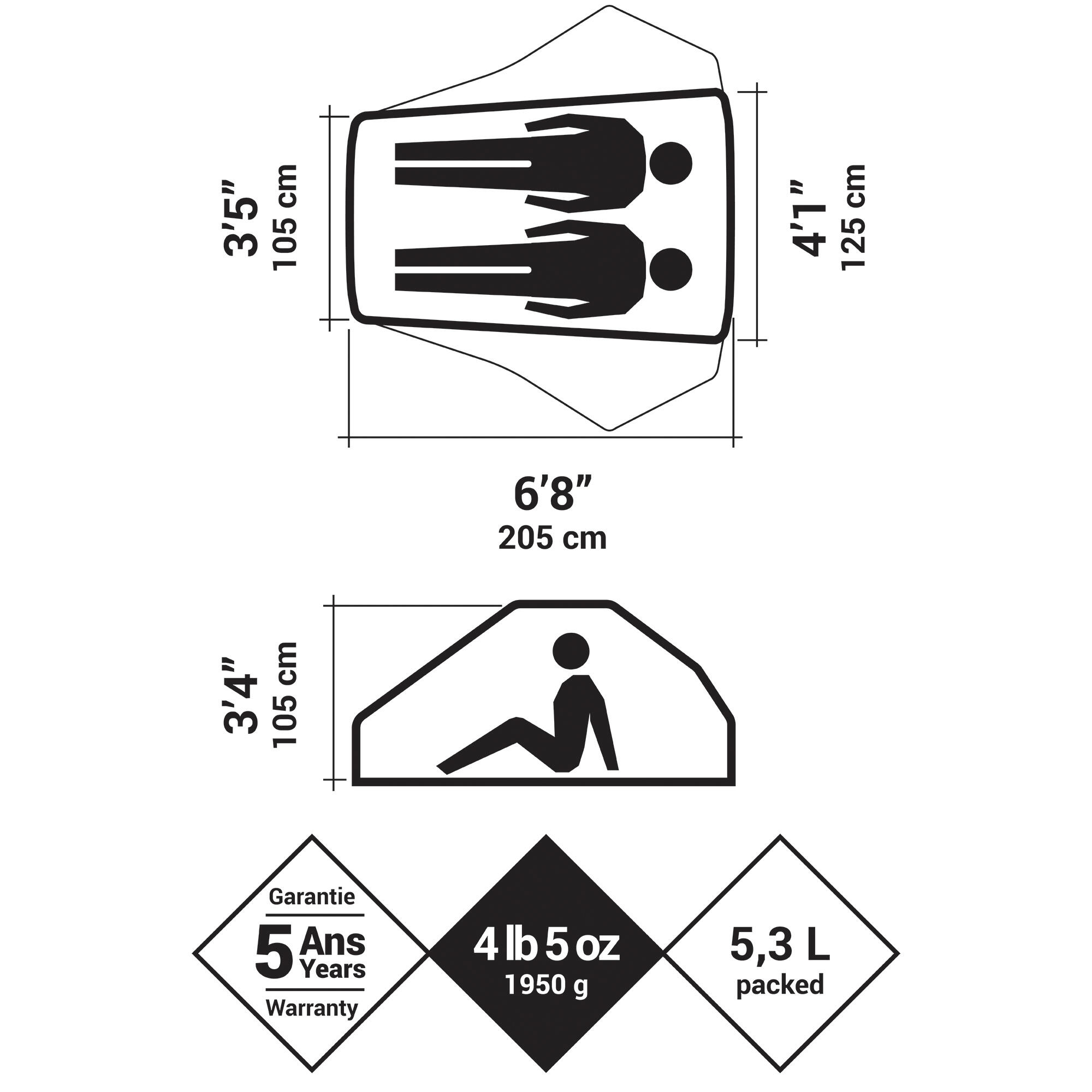 Trek 900 self-standing 3-season 2-person tent - FORCLAZ