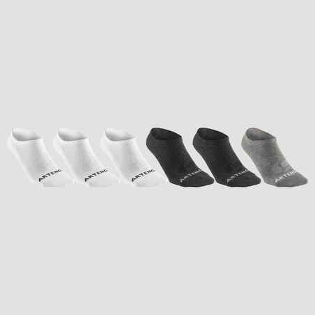 Čarape za sportove s reketom RS160 niske za odrasle 6 pari bijelo-sive