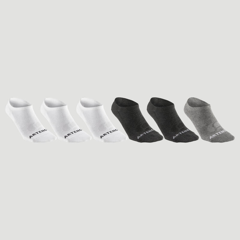 Nízké tenisové ponožky RS160 3 páry bílé, šedé
