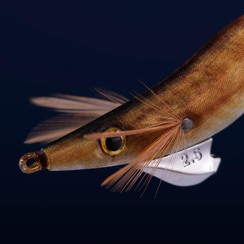 Squid jig vissen op zeekat/pijlinktvis Ebika 2,5/105 zinkend shallow goudkleurig