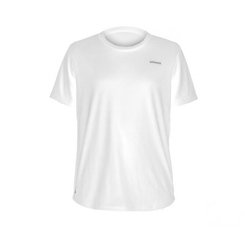 Camiseta de tenis manga corta Niños Artengo TTS100 club blanco