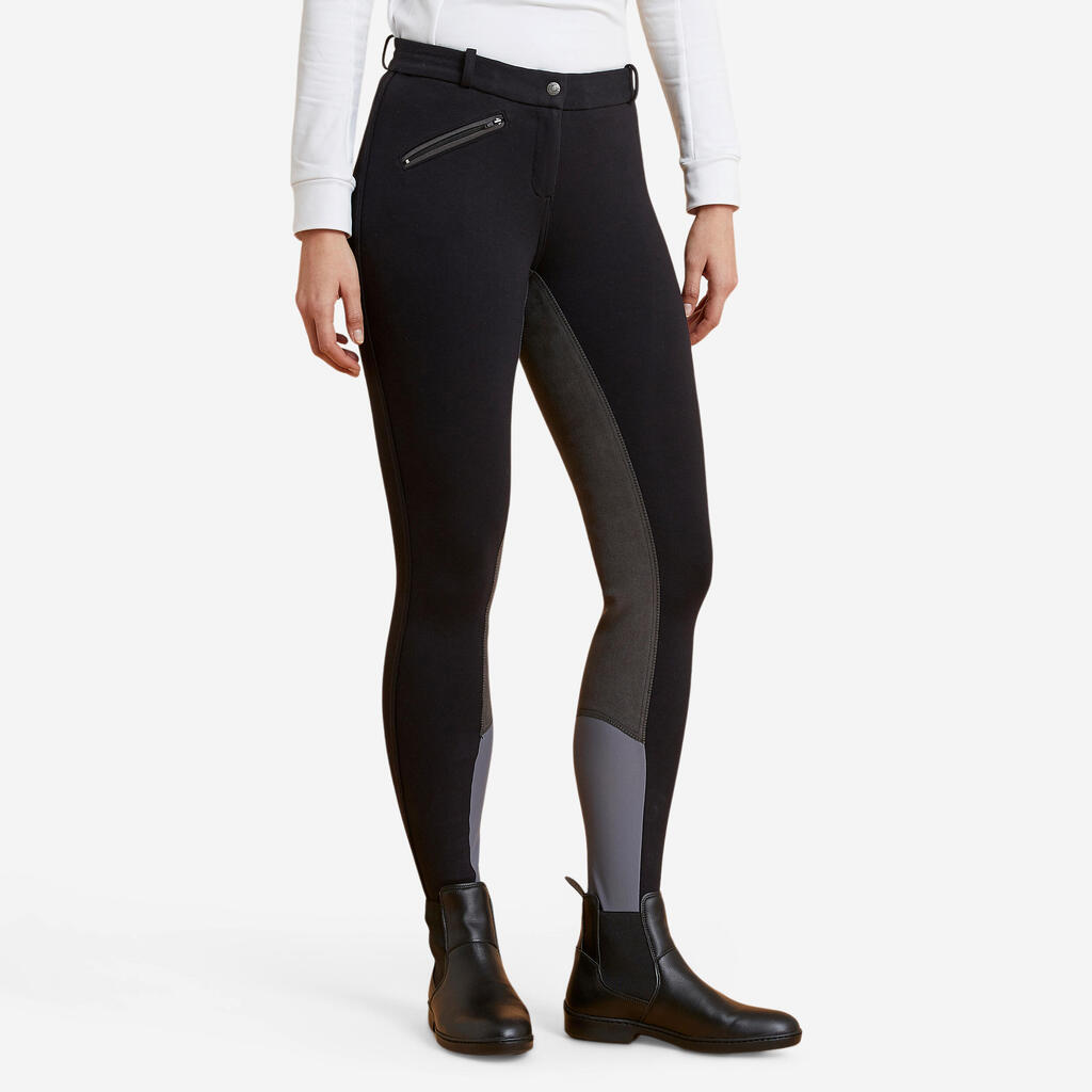 Women's Full Seat Horse Riding Jodhpurs 180 - Black