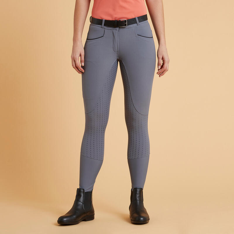 Pantalon équitation léger fullgrip Femme - 580 gris