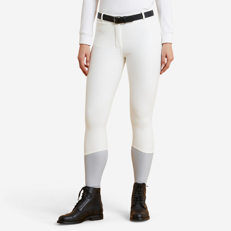 Pantalon concours chaud et déperlant équitation femme KIPWARM blanc