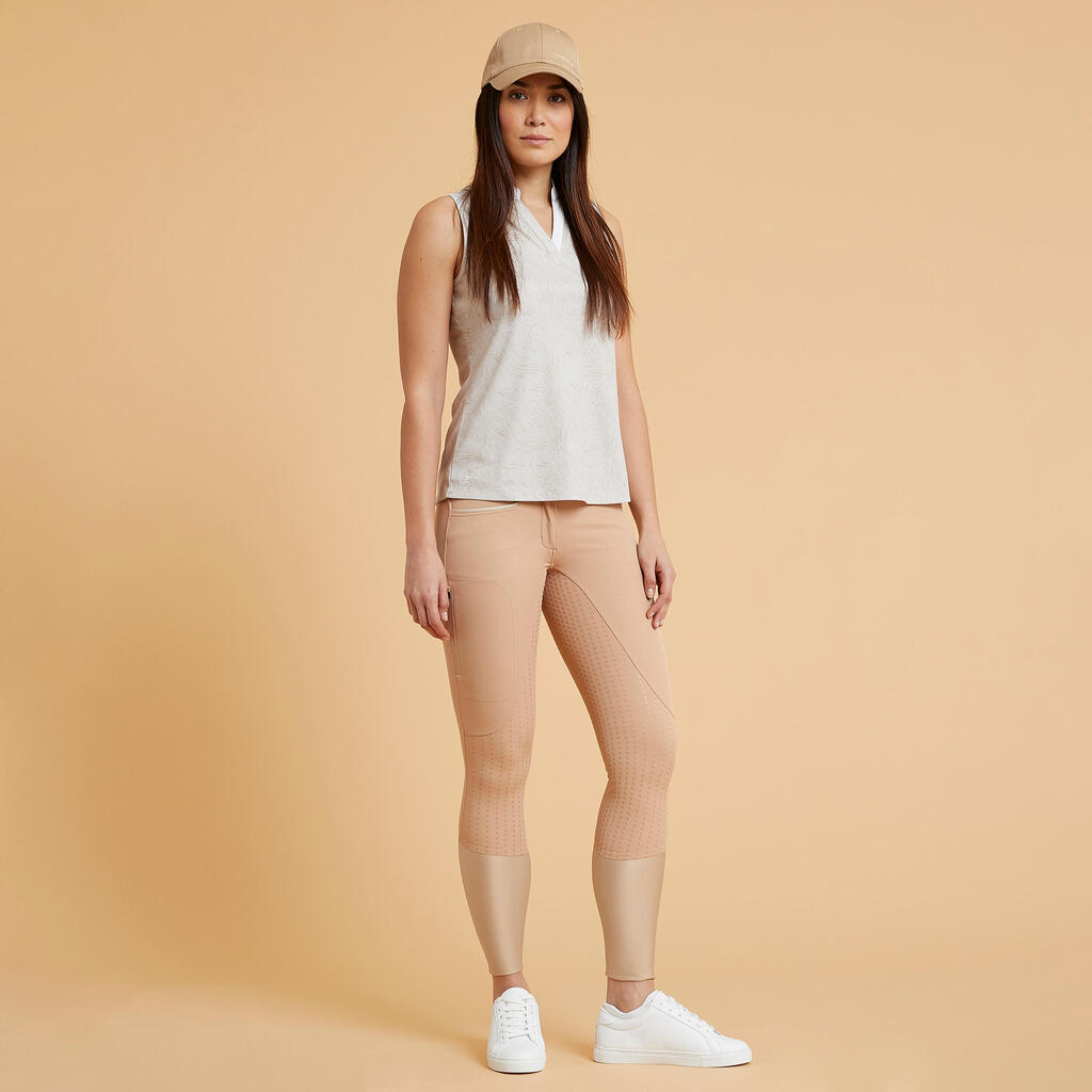ŽENSKE LAGANE PANTALONE ZA JAHANJE 580 FULLGRIP BEŽ