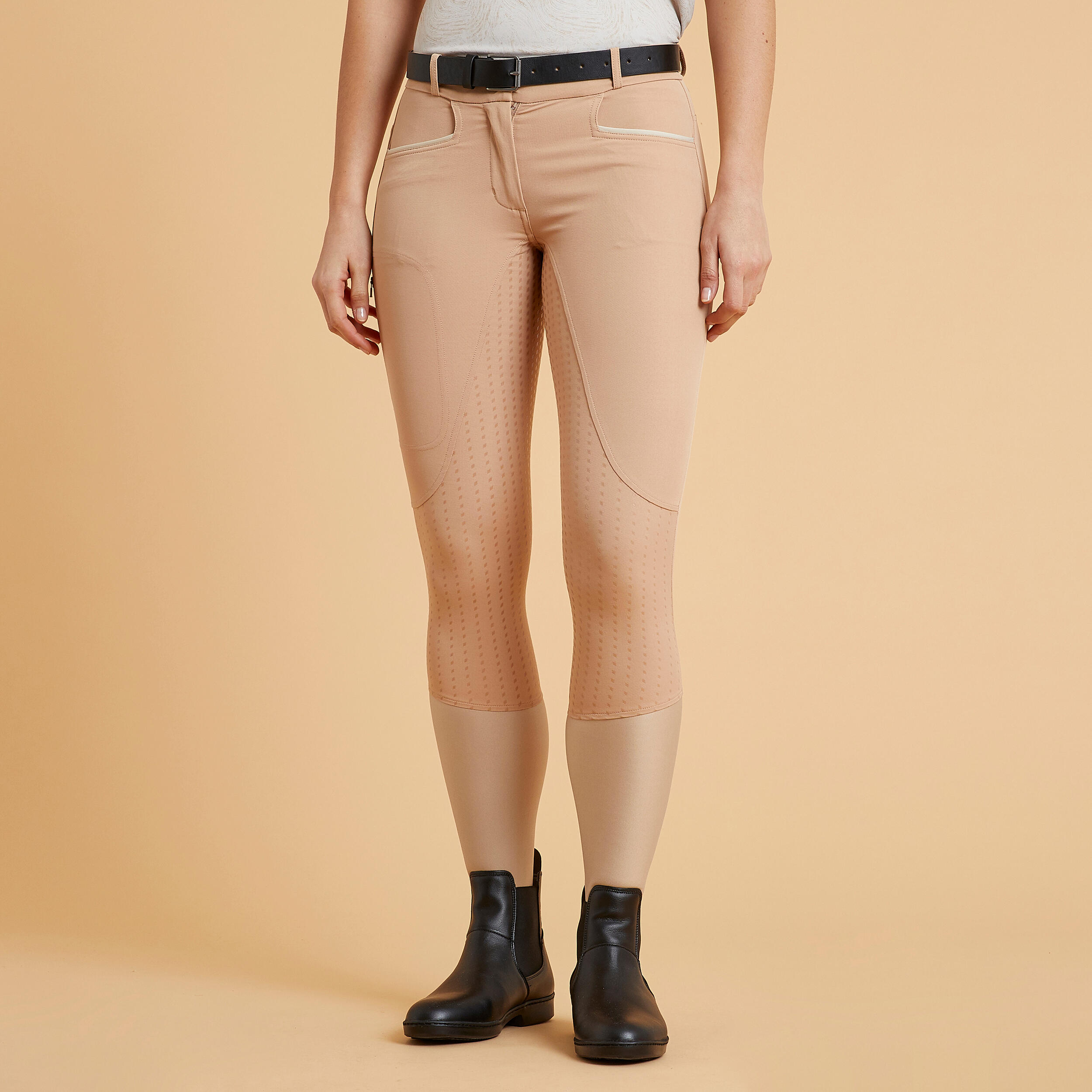 pantalon équitation léger fullgrip femme - 580 beige - fouganza