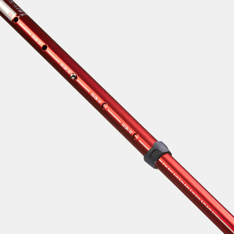 1 bâton canne de randonnée - MT100 Ergonomique rouge