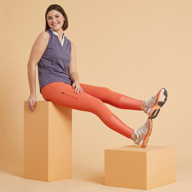 Pantalon echitație 580 lejer fullgrip Cărămiziu Damă