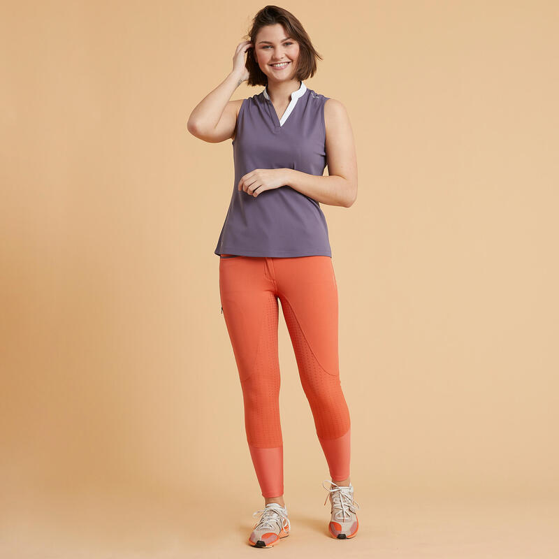 Pantaloni equitazione donna 580 leggeri rossi