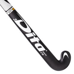 Hockeystick voor gevorderde volwassenen low bow 70% carbon CompotecC70 3D zwart/wit