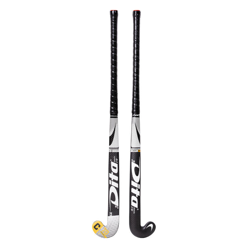 Stick de hockey adulte confirmé low bow 70% carbone CompotecC70 3D noir blanc