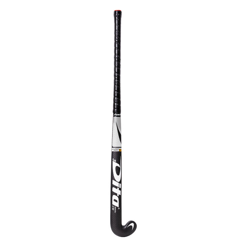 Hockeystick voor gevorderde volwassenen low bow 70% carbon CompotecC70 3D zwart/wit
