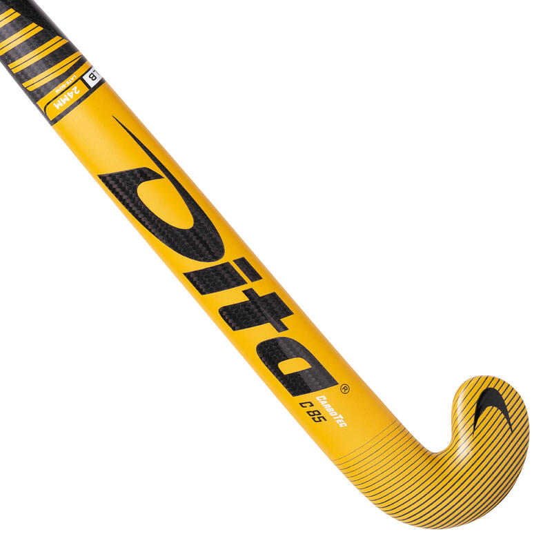 Hockeystick voor volwassenen experts low bow 85% carbon Carbotec C85 goud/zwart