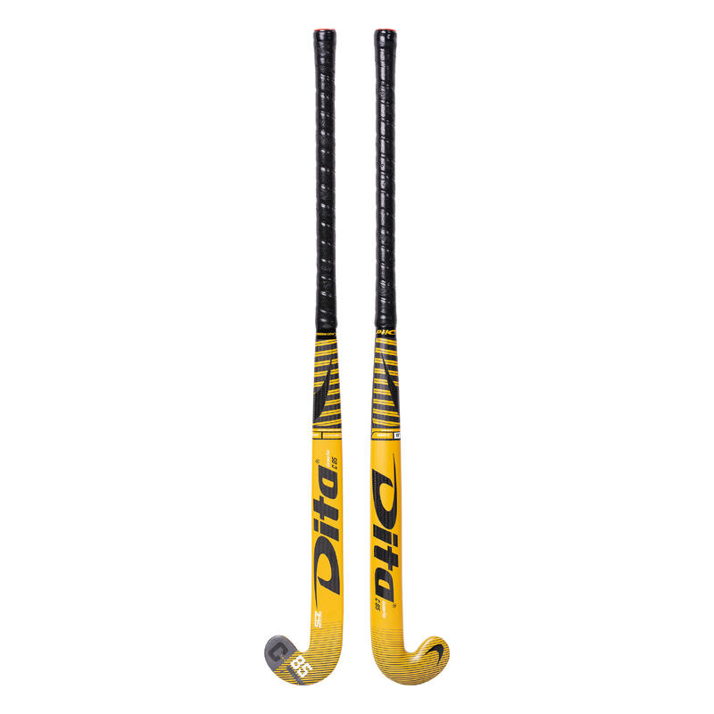 Hockeystick voor volwassenen experts low bow 85% carbon Carbotec C85 goud/zwart