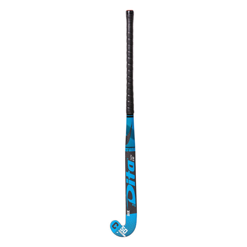 Hockeystick voor volwassenen expert Xlb 60% carbon FiberTecC50 3D zwart/blauw