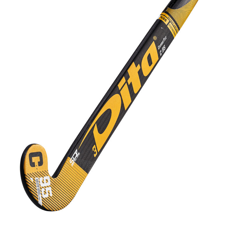 Hockeystick voor expert volwassenen XLB 95% carbon CarboTec C95 3D zwart goud