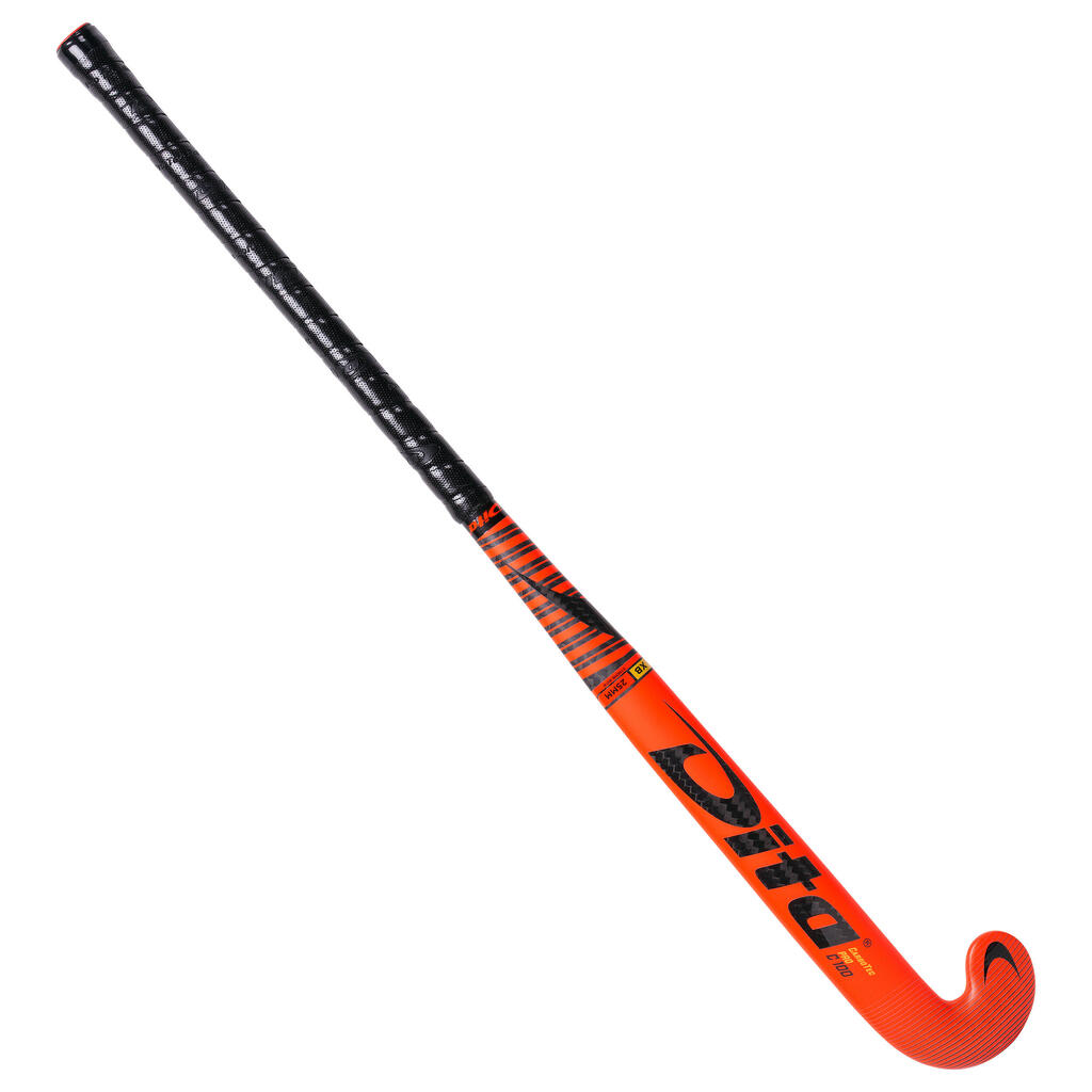 Hokejka CarboTec Pro na pozemný hokej pre skúsených hráčov pro Xlowbow 100% karbón červená