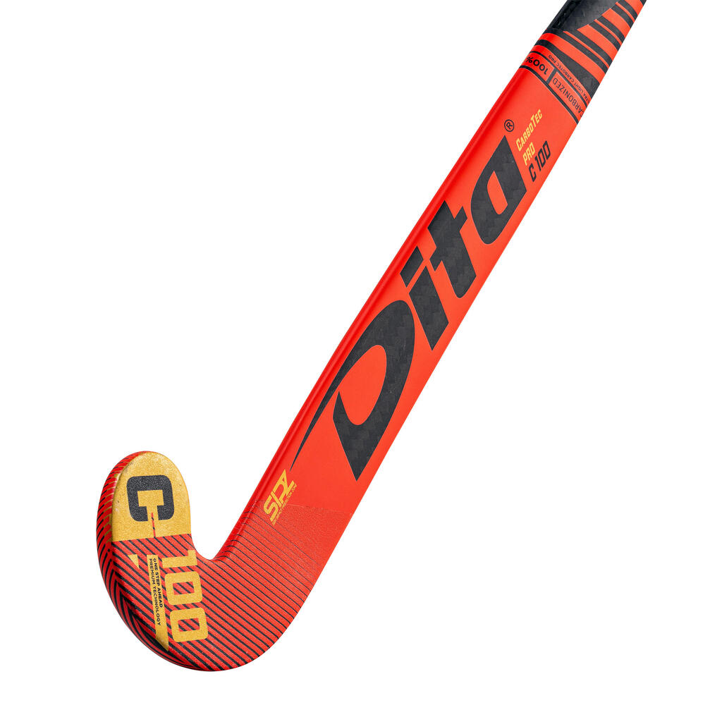 Adult Advanced 100% Carbon X-Low Bow Field Hockey Stick Carbotec Pro - Red