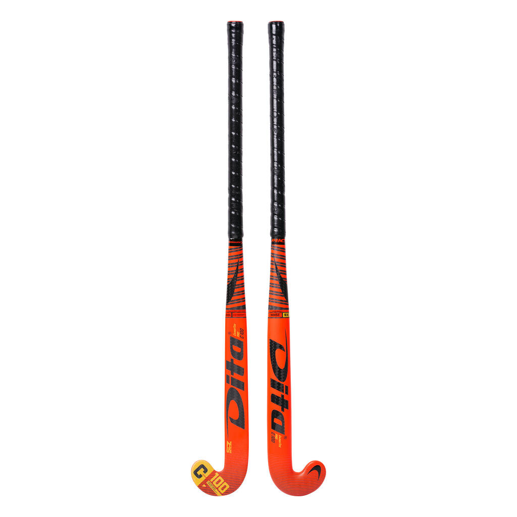 Adult Advanced 100% Carbon X-Low Bow Field Hockey Stick Carbotec Pro - Red