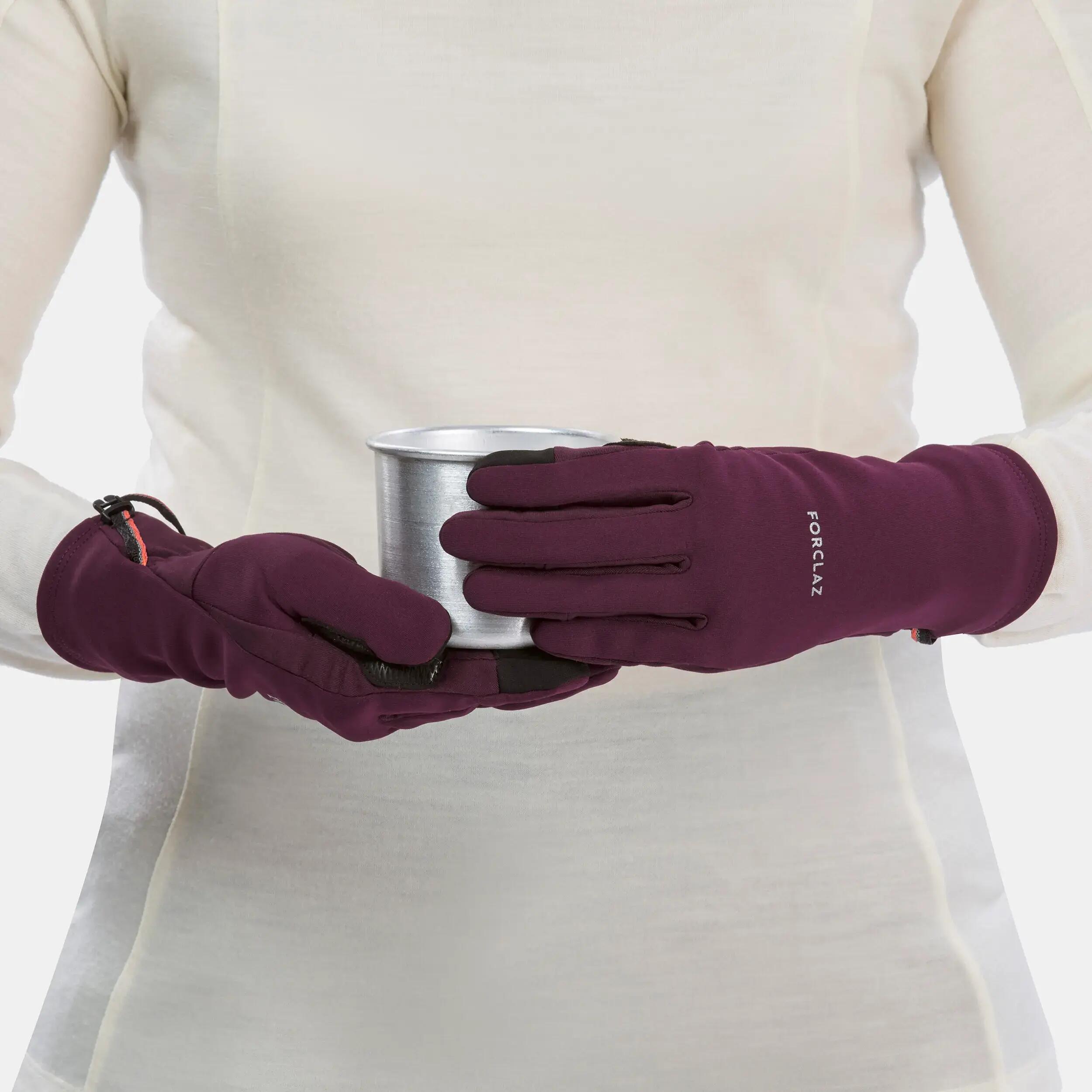 Adult Trekking Warm Touchscreen Winter Gloves - MT500 Burgundy -  5