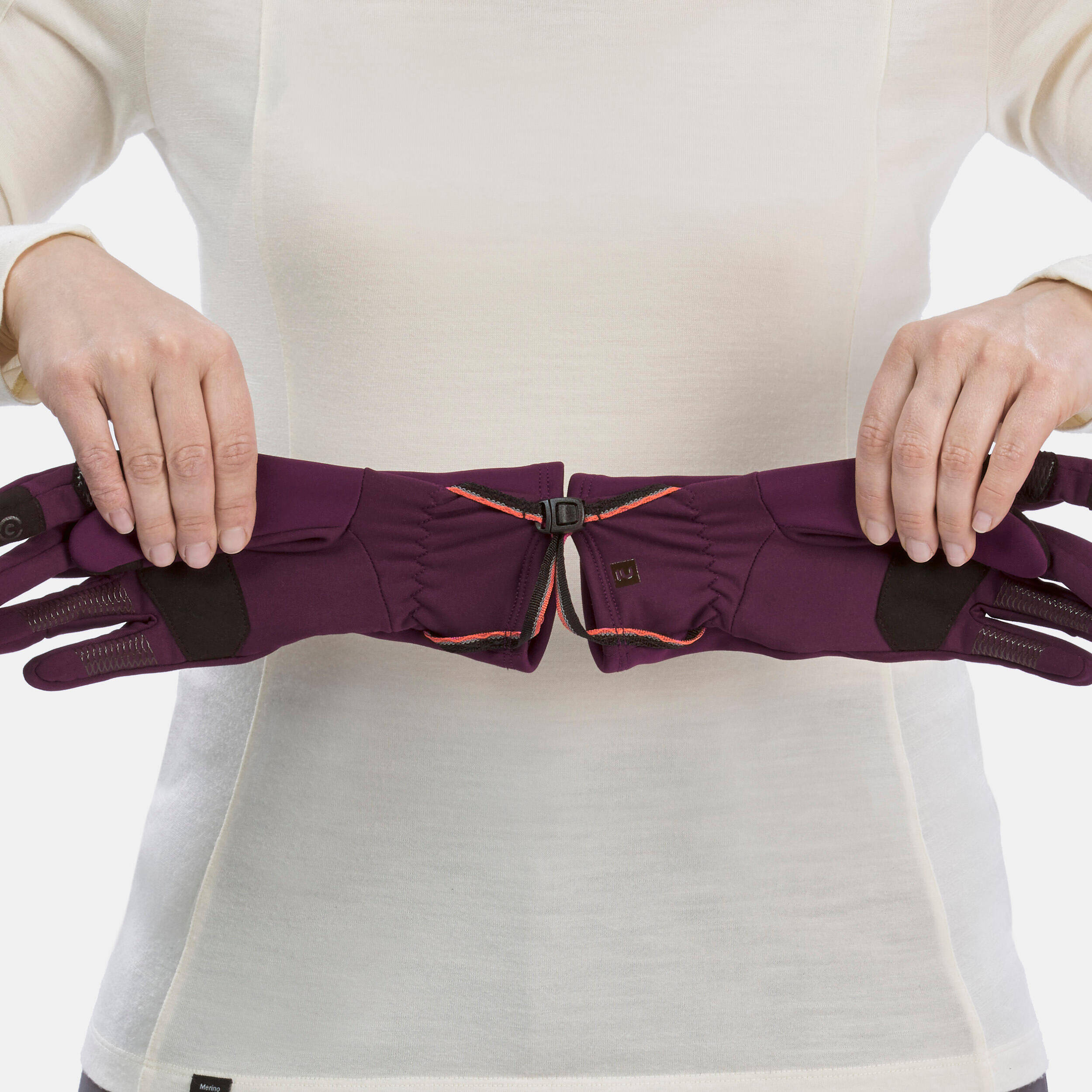 Adult Trekking Tactile Stretch Winter Gloves - MT500 Burgundy -  2