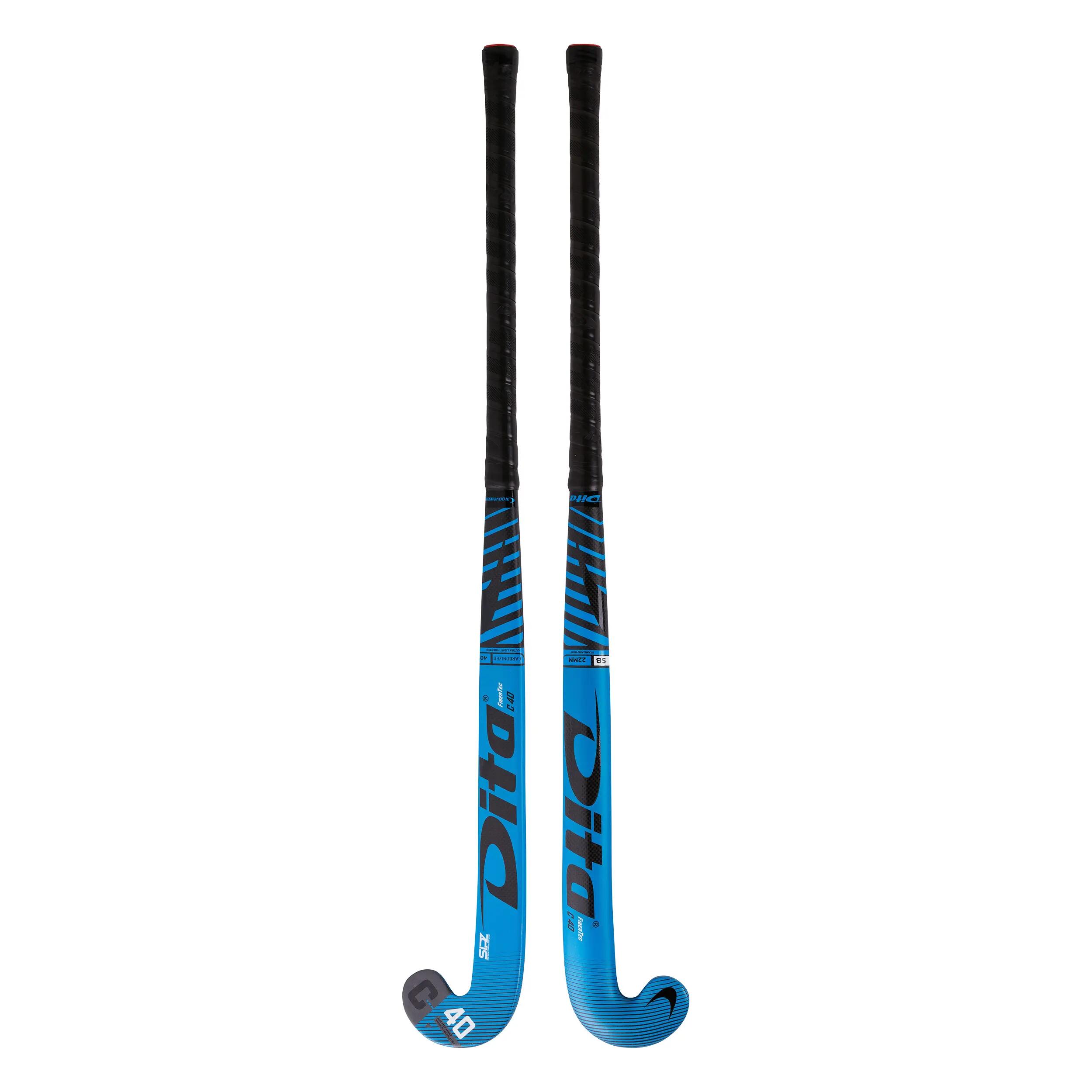 Adult Intermediate 40% Carbon Standard Bow Field Hockey Stick FiberTecC40 - Blue 6/12