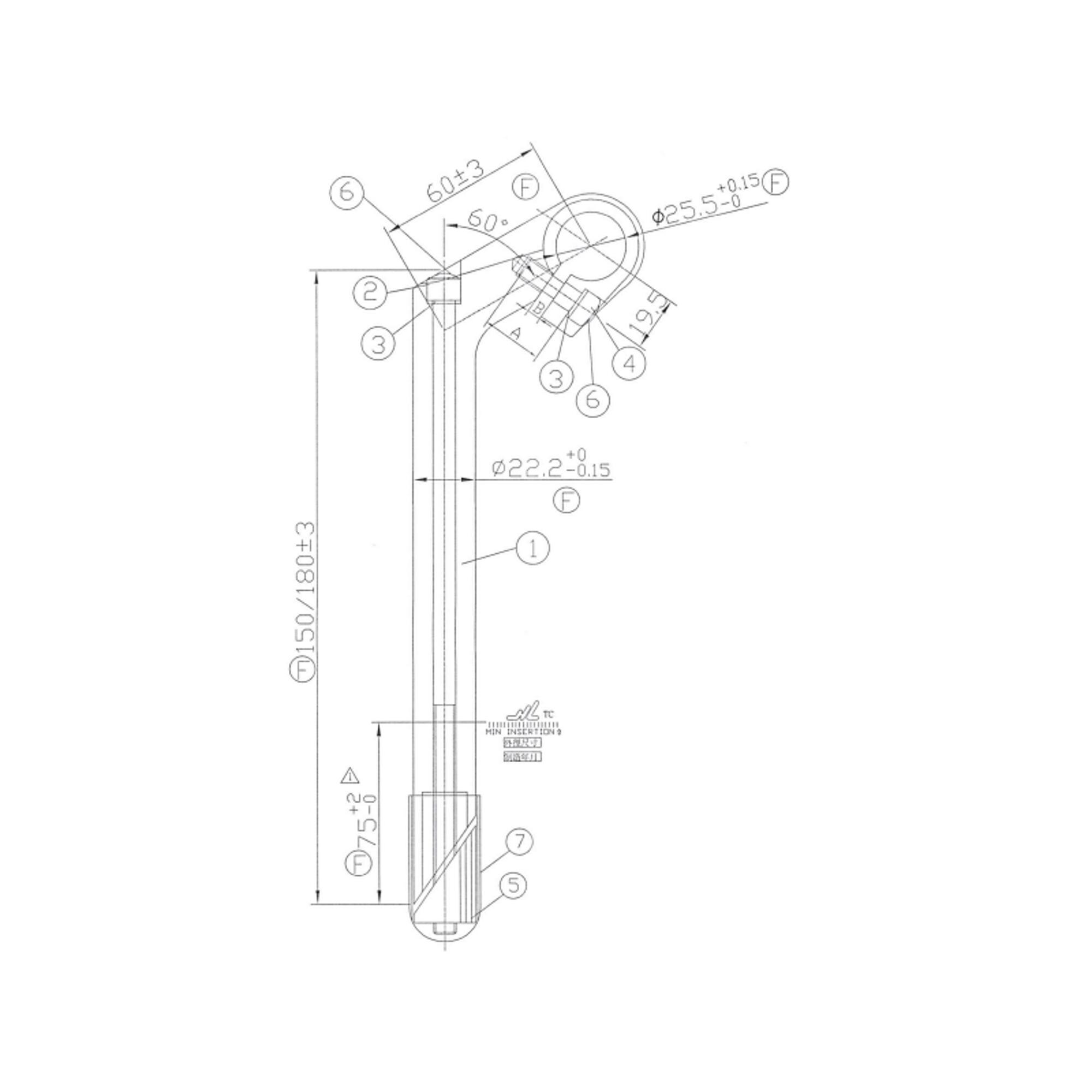 Stuurpen met draad 1" 22,2/25,4 voor stadsfiets Elops 500/520 aluminium zilver 2/2