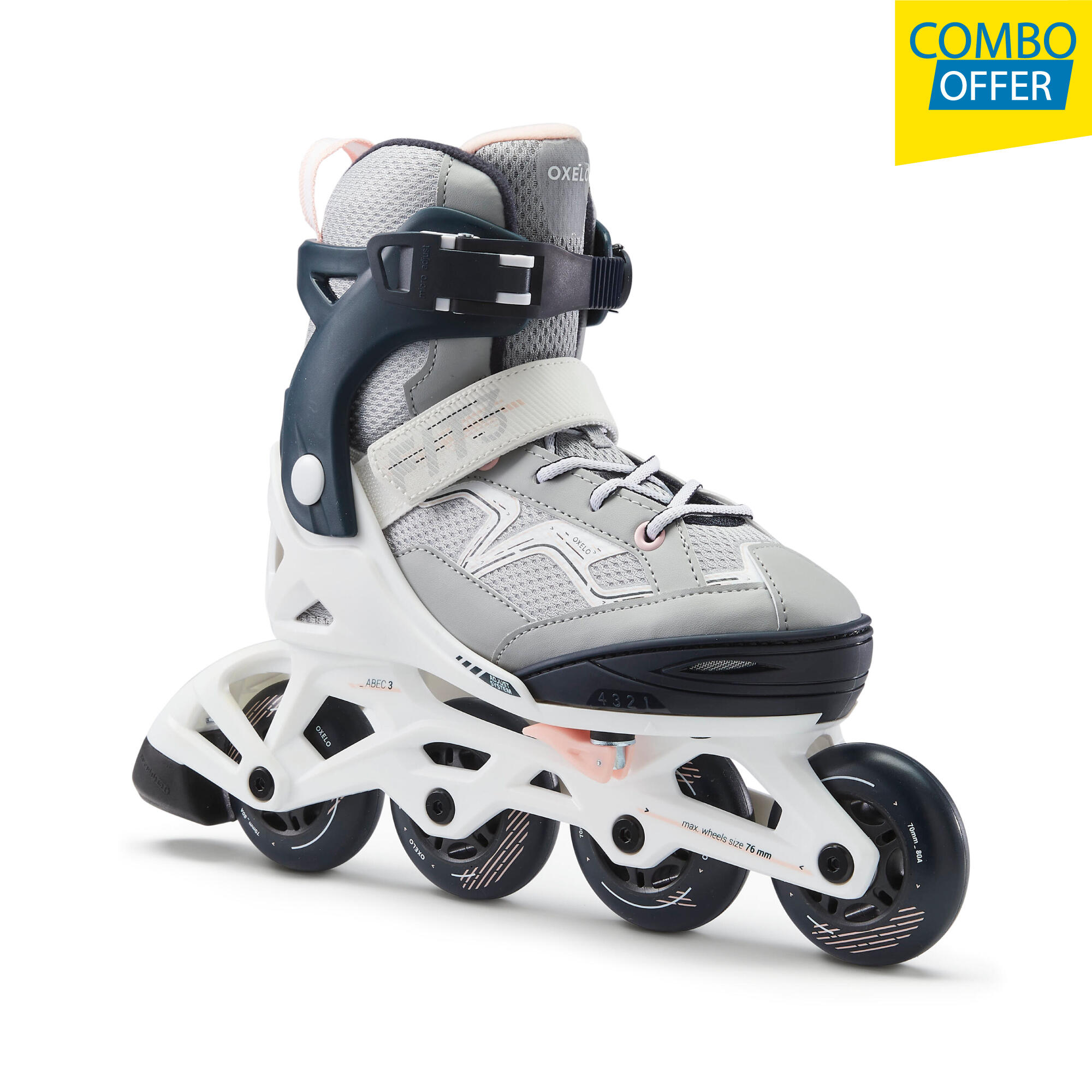 Kids Skating Shoes Inline Fit 3 Grey