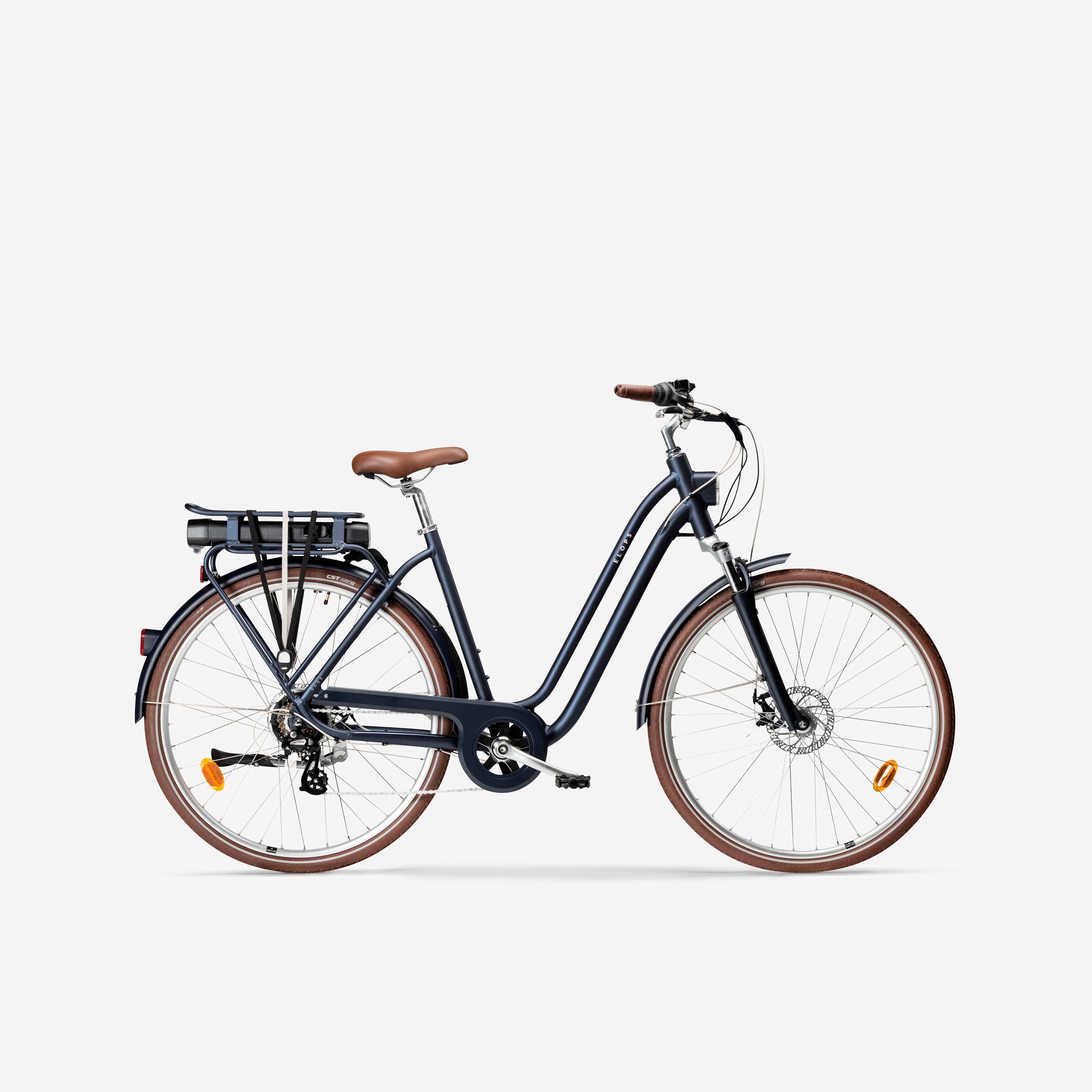 Bicicletă de oraș electrică cadru jos Elops 900 E Bleumarin 900