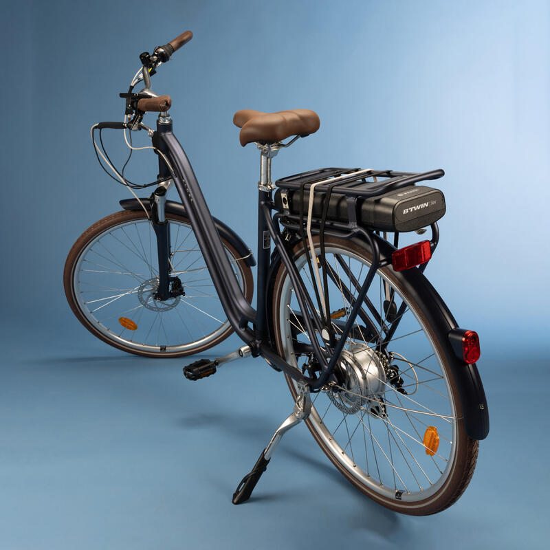 Bici città elettrica a pedalata assistita ELOPS 900 E telaio basso blu