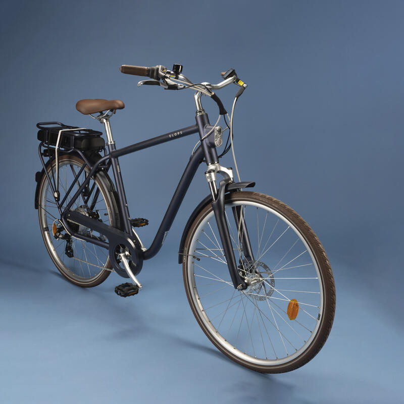 Elektromos városi kerékpár Elops 900 E, férfi vázas, sötétkék 