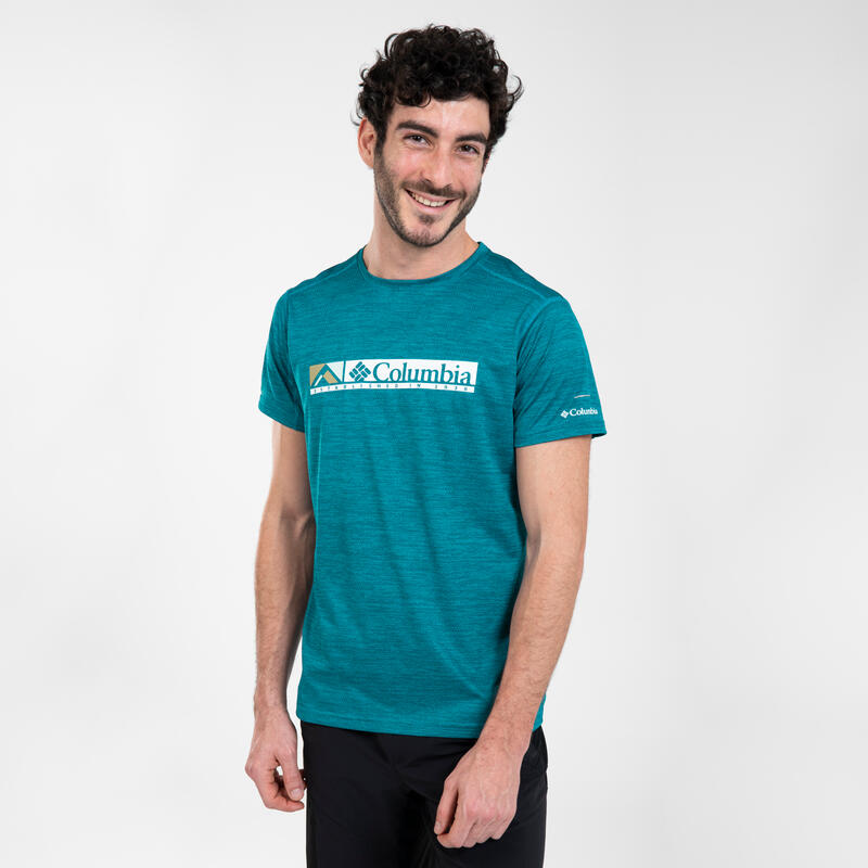 Camiseta montaña y trekking manga corta Hombre Columbia Alpine Chill azul