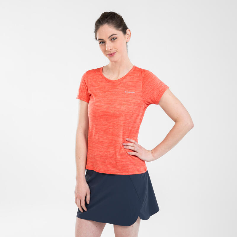 Camiseta montaña y trekking manga corta Mujer Columbia Alpine Chill rojo