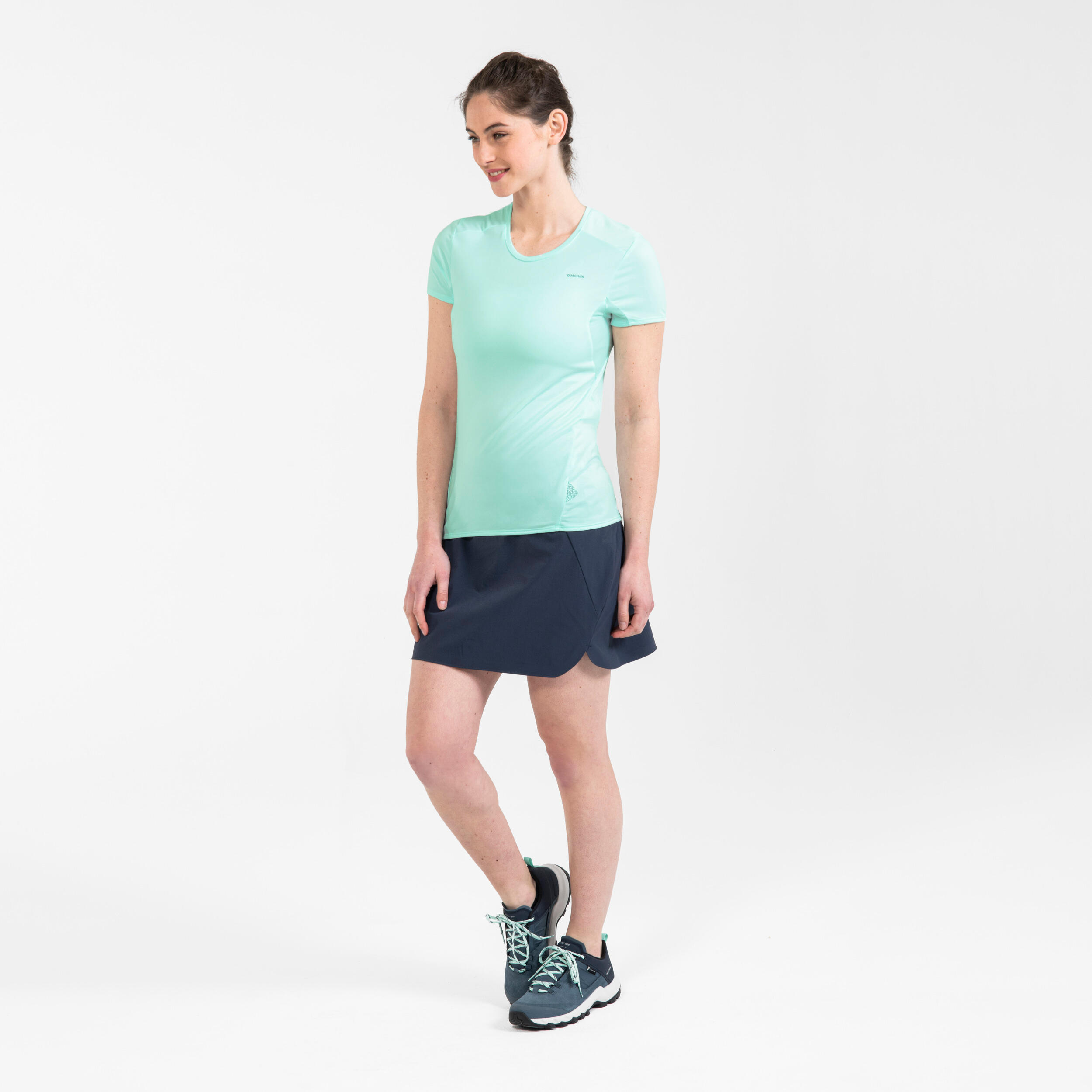 Women’s Mountain Walking Short-Sleeved T-Shirt MH100 3/4