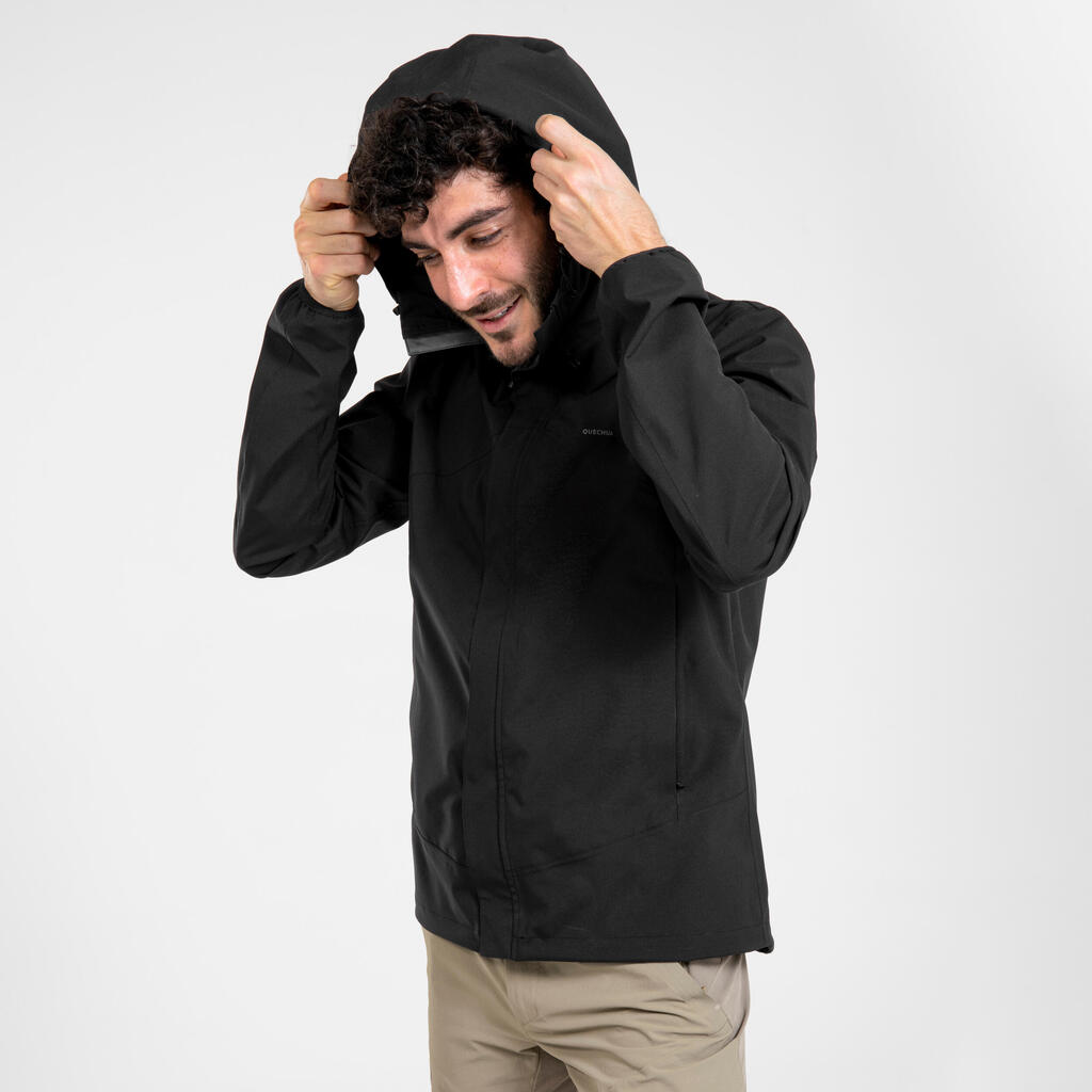 Wanderjacke Herren wasserdicht leicht - MH150 schwarz