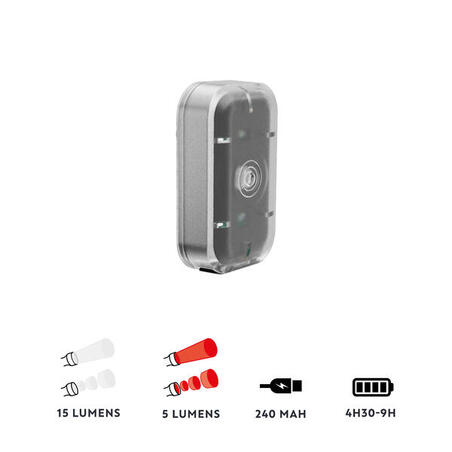 LUZ LED DE BICICLETA DELANTERA/TRASERA USB 500 NEGRO