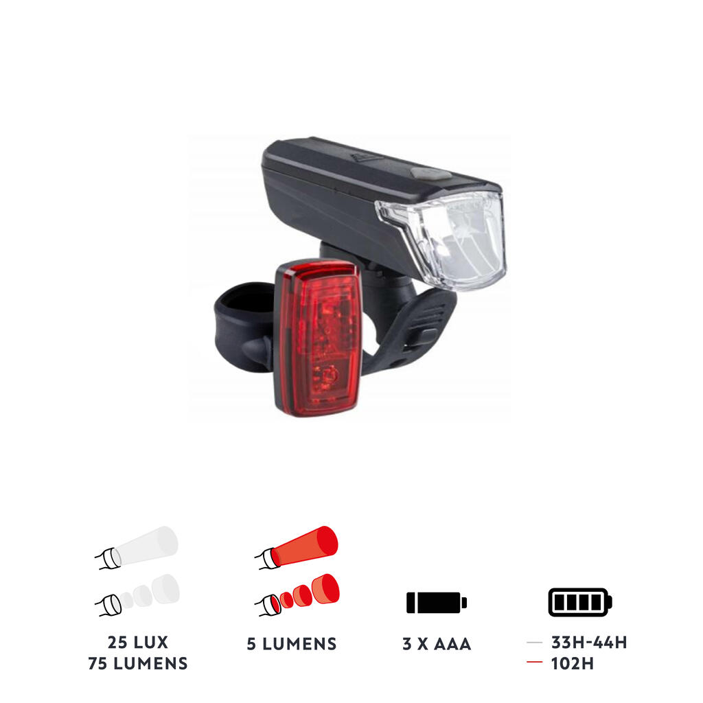 KIT ECLAIRAGE VELO LED ST 110 AVANT ET ARRIÈRE A PILES