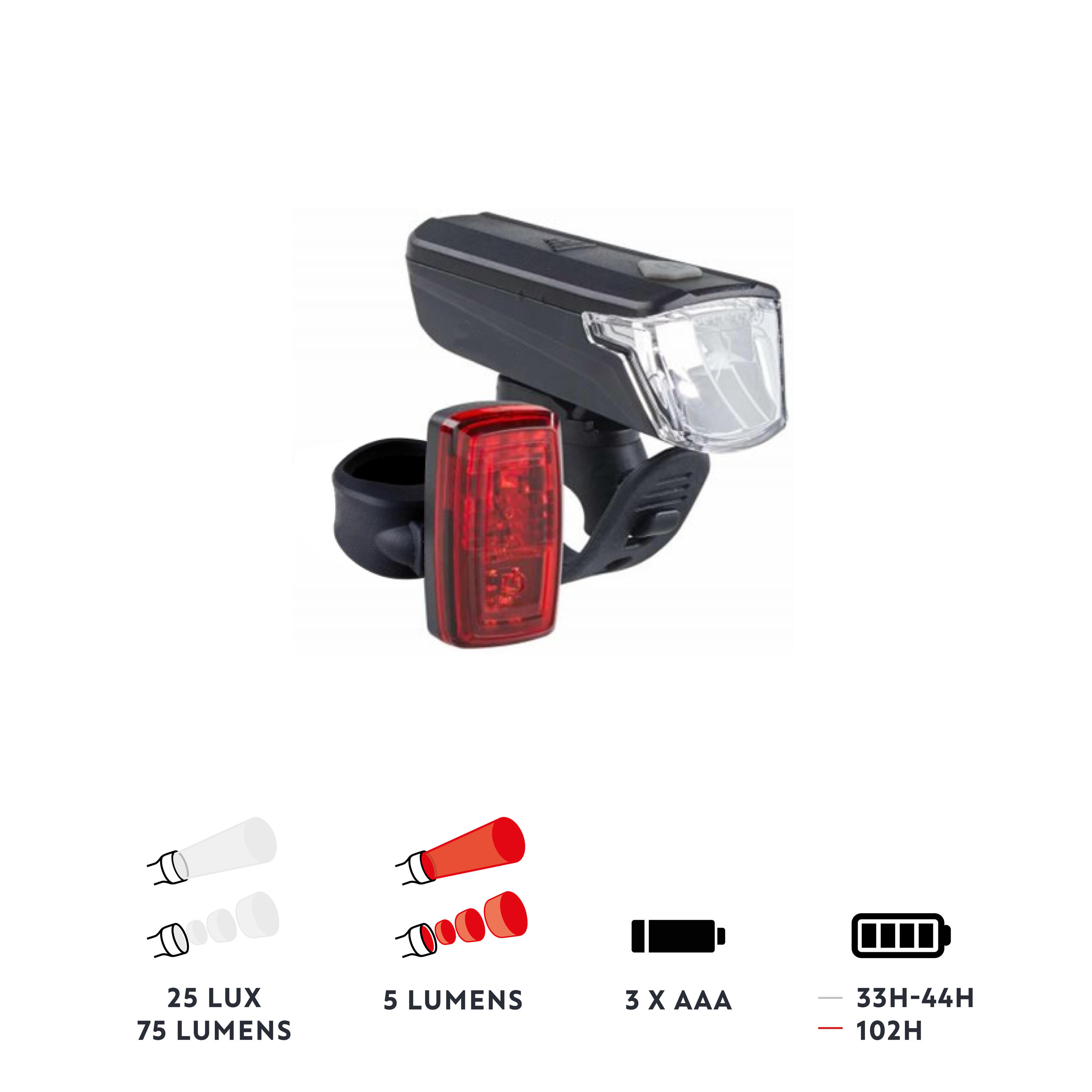Kit luci bici anteriore e posteriore led ST 110 a pile 4/5