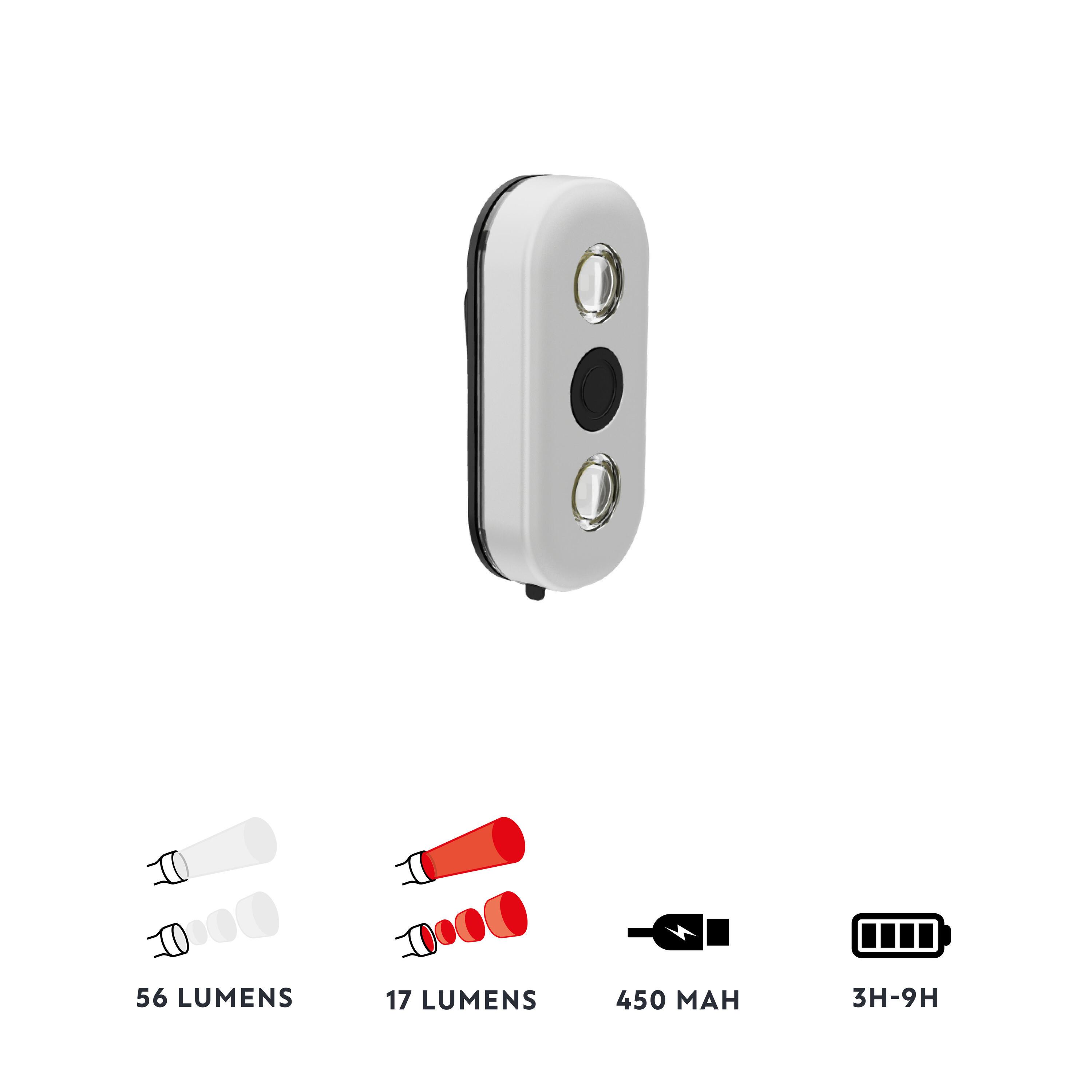 LED Front/Rear USB Bike Light CL 900 50 Lumens 2/7