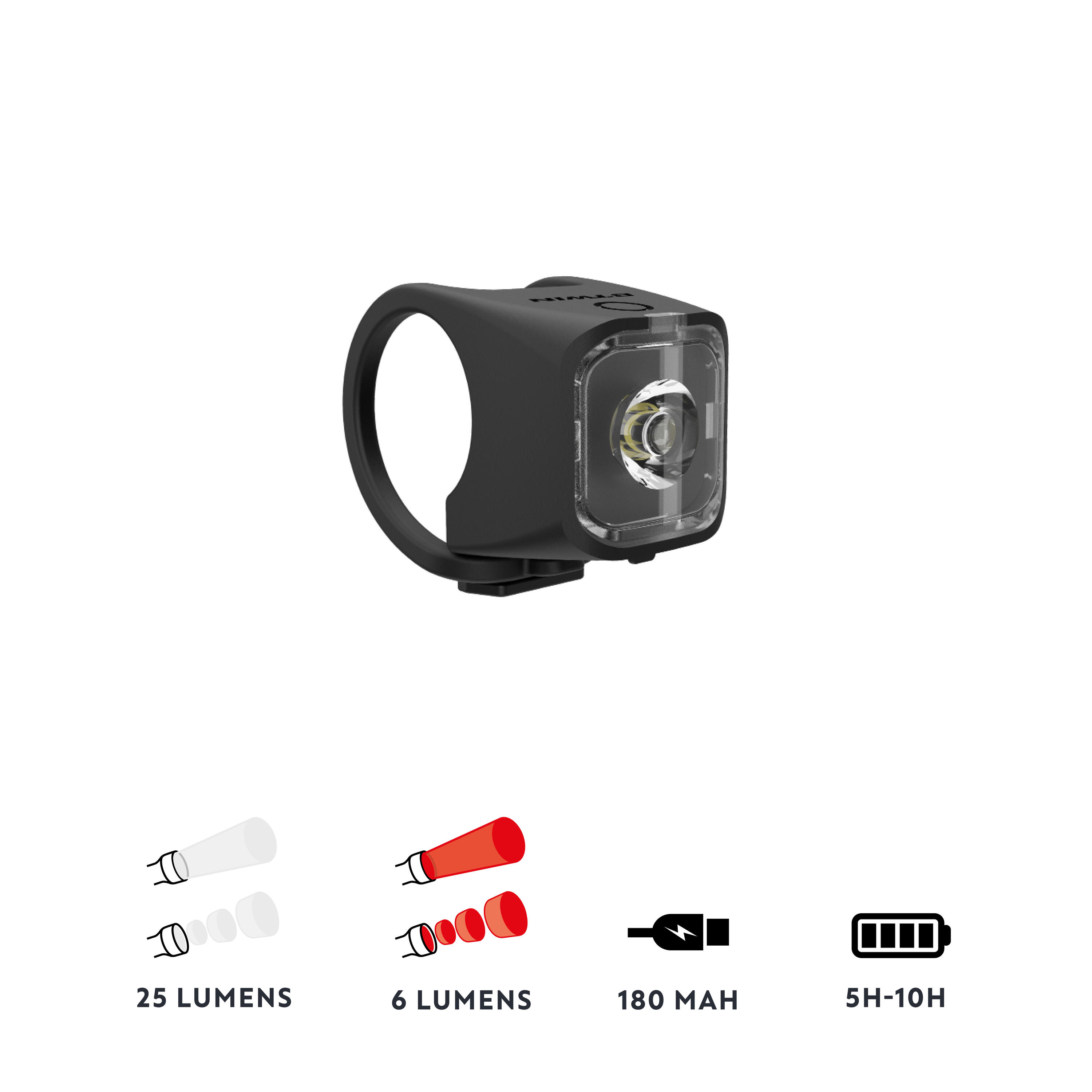 Přední/zadní LED světlo na kolo SL500 CLIP USB černé 2/7