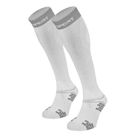 Bele uniseks kompresijske športne nogavice EVO 