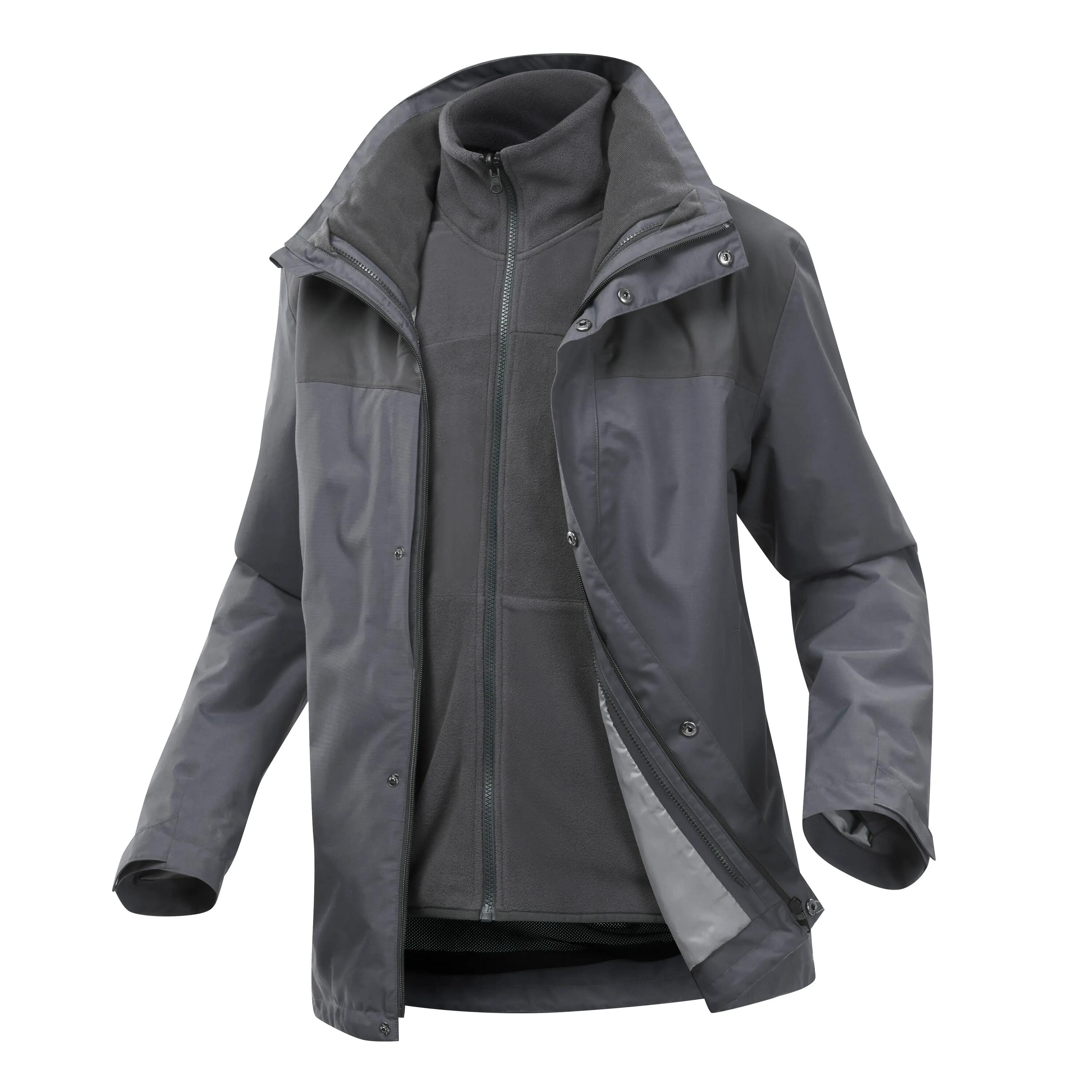 Chaqueta impermeable de trekking 3 en 1 para Hombre  NH100 - Negro 16/18
