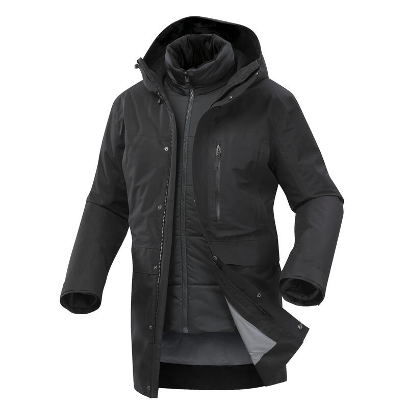 Férfi kabát Travel 900 3 az 1-ben, vízhatlan, -15 °C-ig, fekete