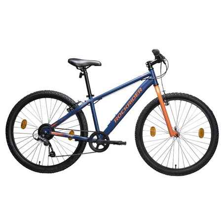 Bicicleta de montaña azul con naranja de 26 pulgadas y 7 velocidades ST30