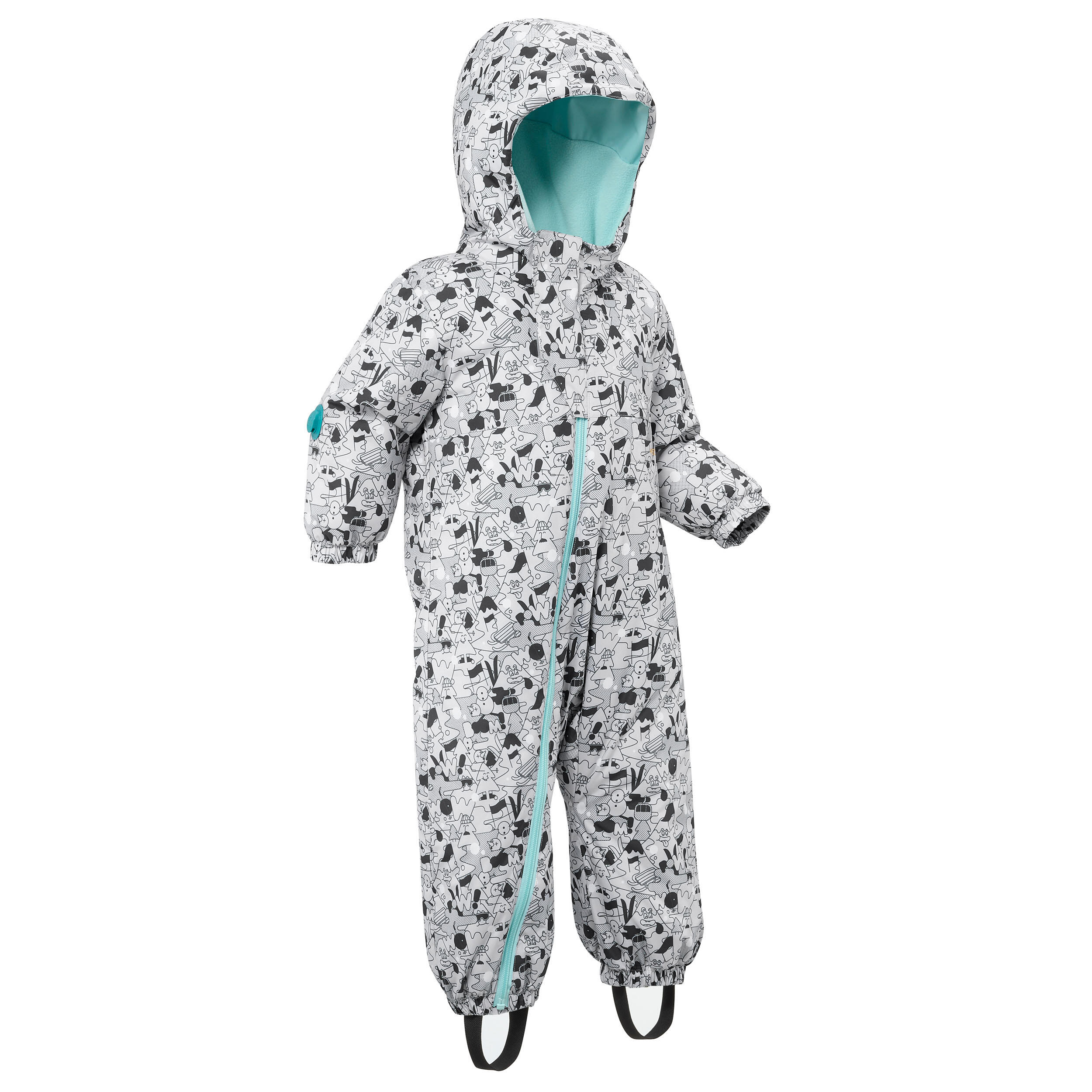 COMBINAISON SKI BÉBÉ CHAUDE - 500 WARM LUGIKLIP - MOTIFS GRIS