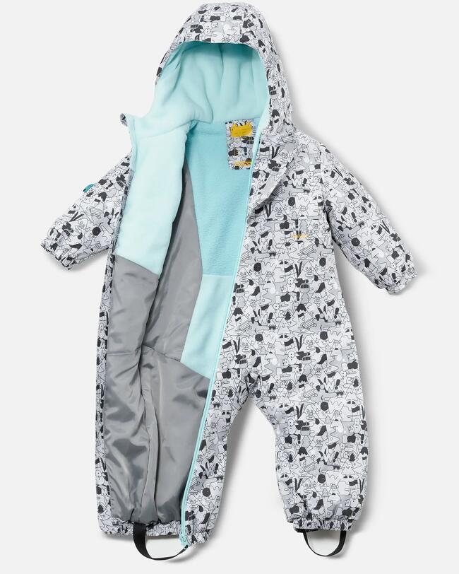 WARM BABY SKI SUIT - 500 WARM LUGIKLIP - GREY PATTERNED