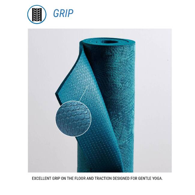 Yoga Mat, 8 mm thick, 173 x 61 cm, with Strap, Foam - Dark Blue Palm, Soft