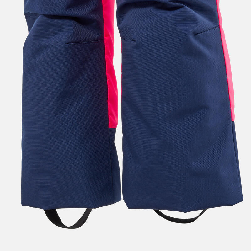 SALOPETTE DE SKI ENFANT CHAUDE ET IMPERMEABLE - 500 PNF ROSE FLUO ET MARINE