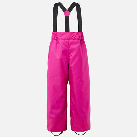 Штани лижні дитячі 100 для лижного спорту водонепроникні неонові/рожеві