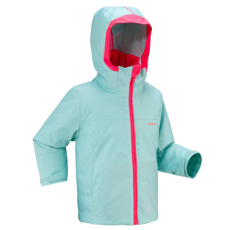 Gyerek kabát síeléshez Pull’N Fit 500, hőtartó, vízhatlan, türkizkék